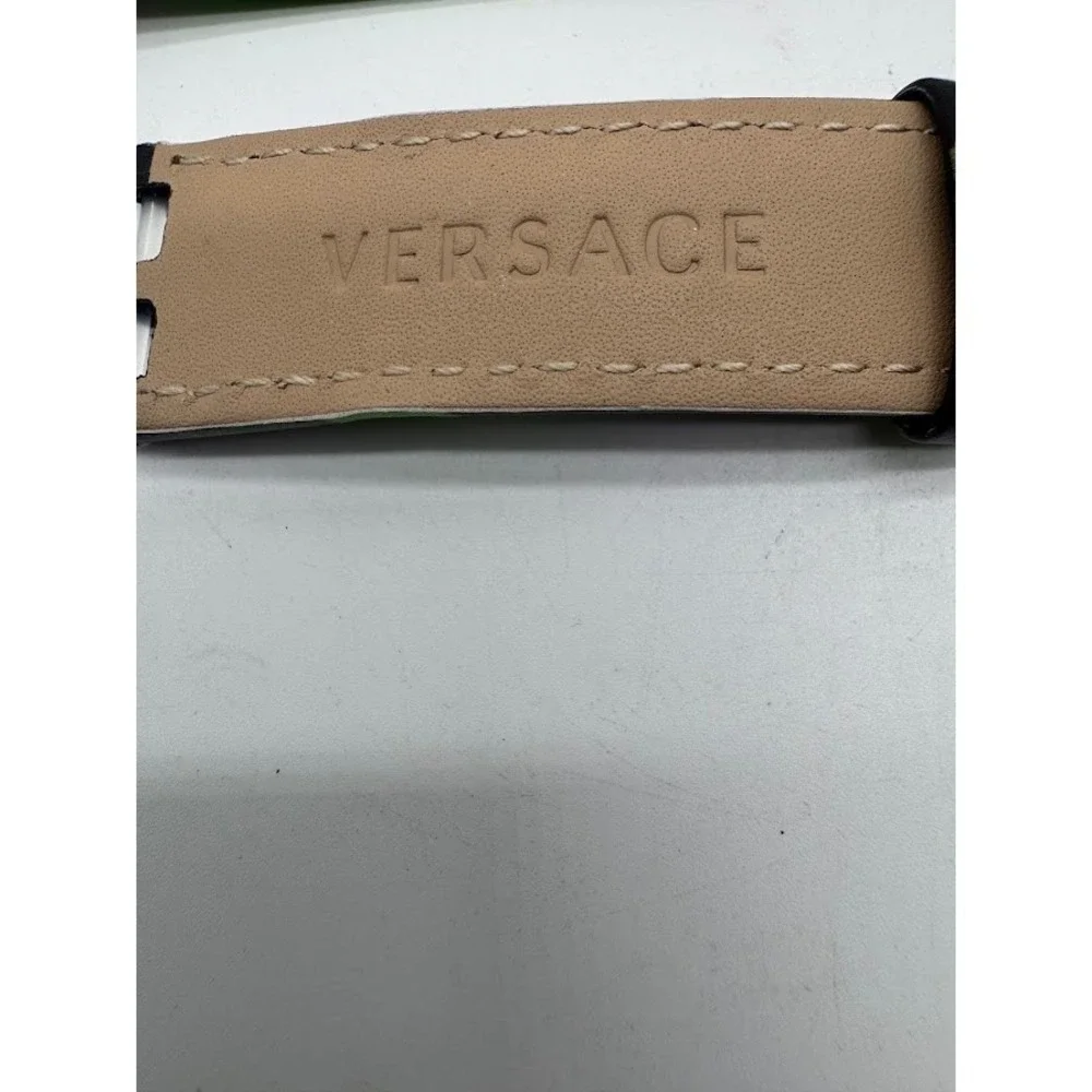 Versace Genuine Leather Watch Strap 24mm Green Purple Gold Tone‎ Buckle Womens